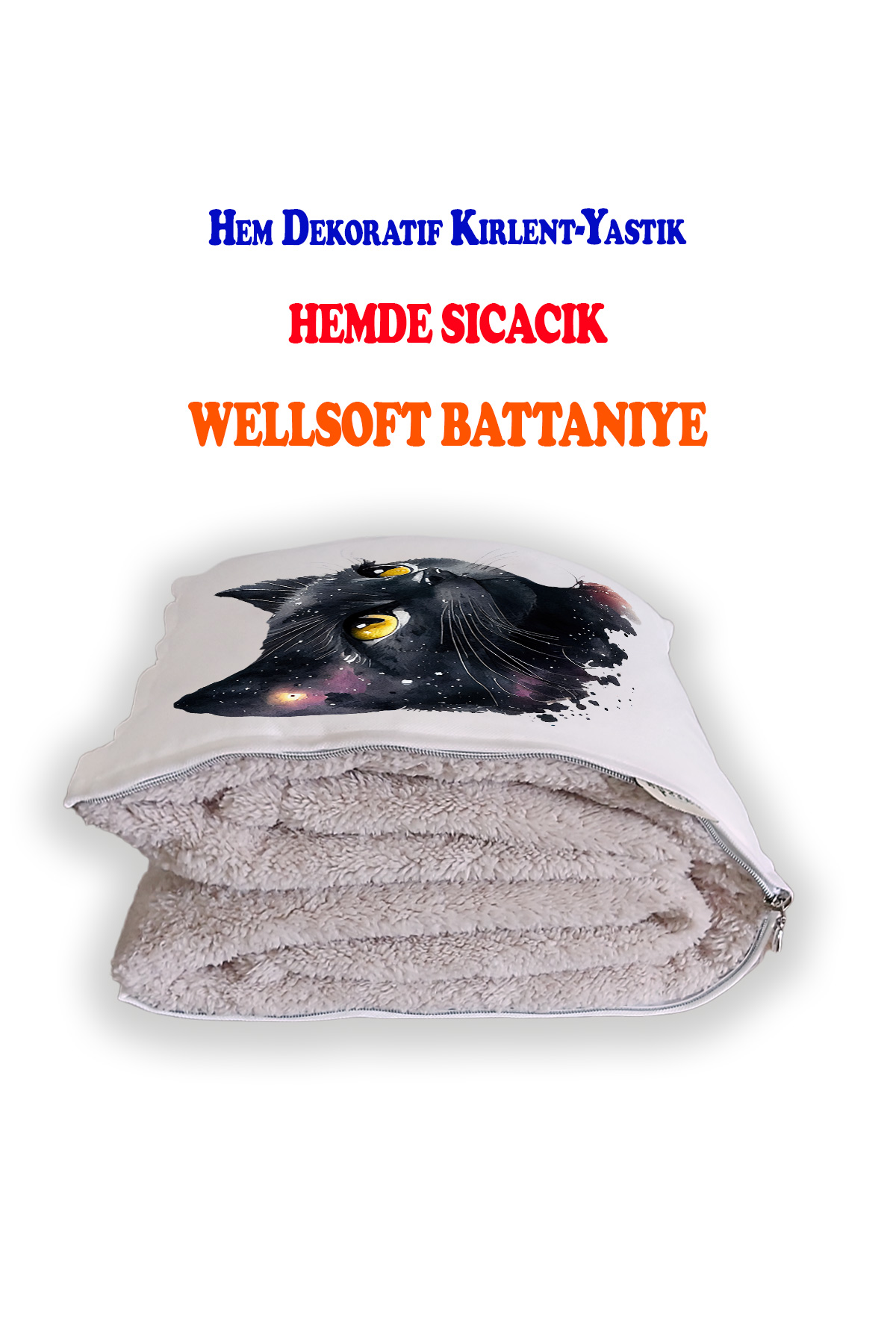 Siyah%20Pırıltılı%20Kedi%20Baskılı%20Dekoratif%20Yastık%20Kırlent%20Opsiyonel%20Battaniye%202%20in%201