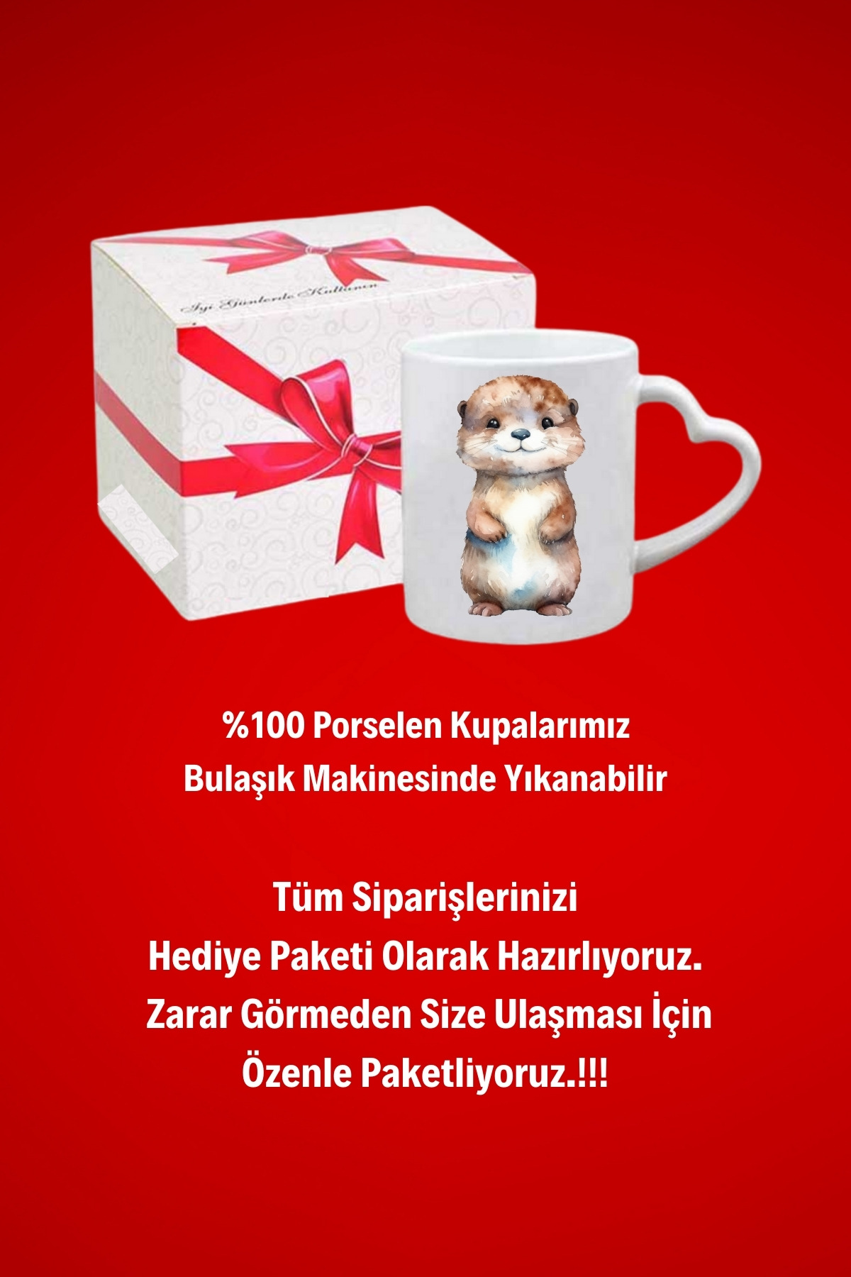 Anime%20Cute%20Otter%20Su%20Samuru%20Baskılı%20Hediye%20Kalp%20Kupa%20Bardak%20Porselen%20Çay%20Kahve%20Fincanı