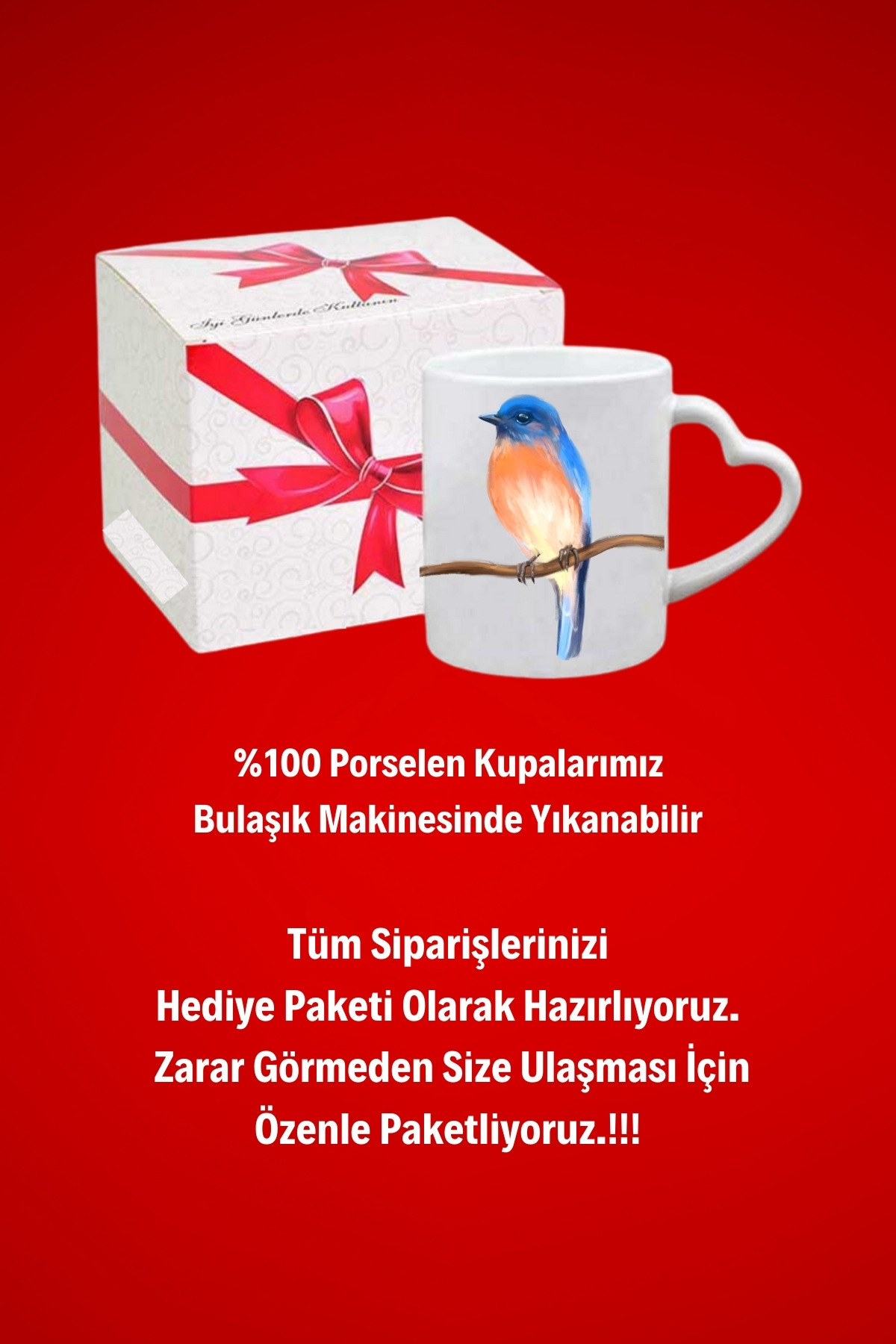 Blue%20Bird%20Minik%20Serçe%20Baskılı%20Hediye%20Kalp%20Kupa%20Bardak%20Porselen%20Çay%20Kahve%20Fincanı