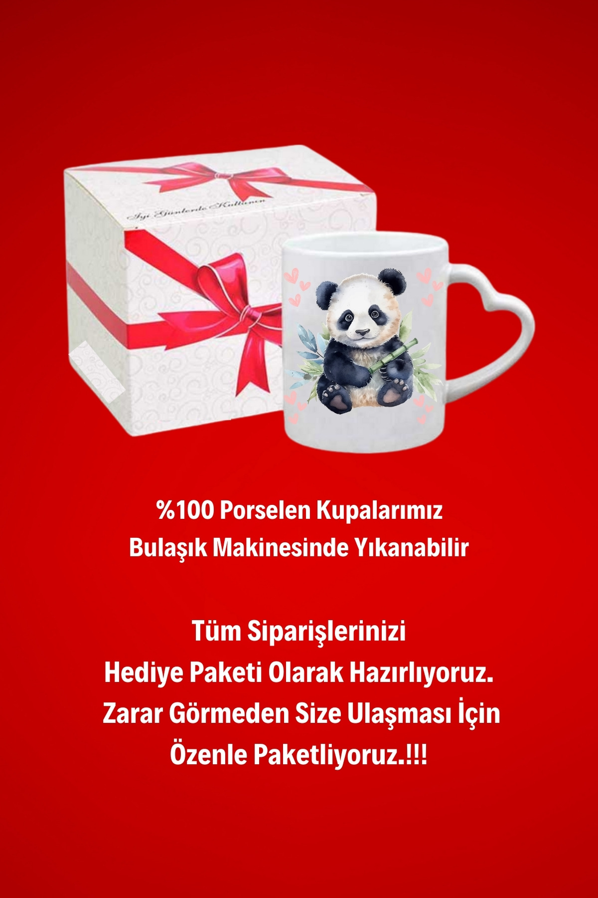 Sevimli%20Panda%20Cute%20Panda%20Baskılı%20Hediye%20Kalp%20Kupa%20Bardak%20Porselen%20Çay%20Kahve%20Fincanı