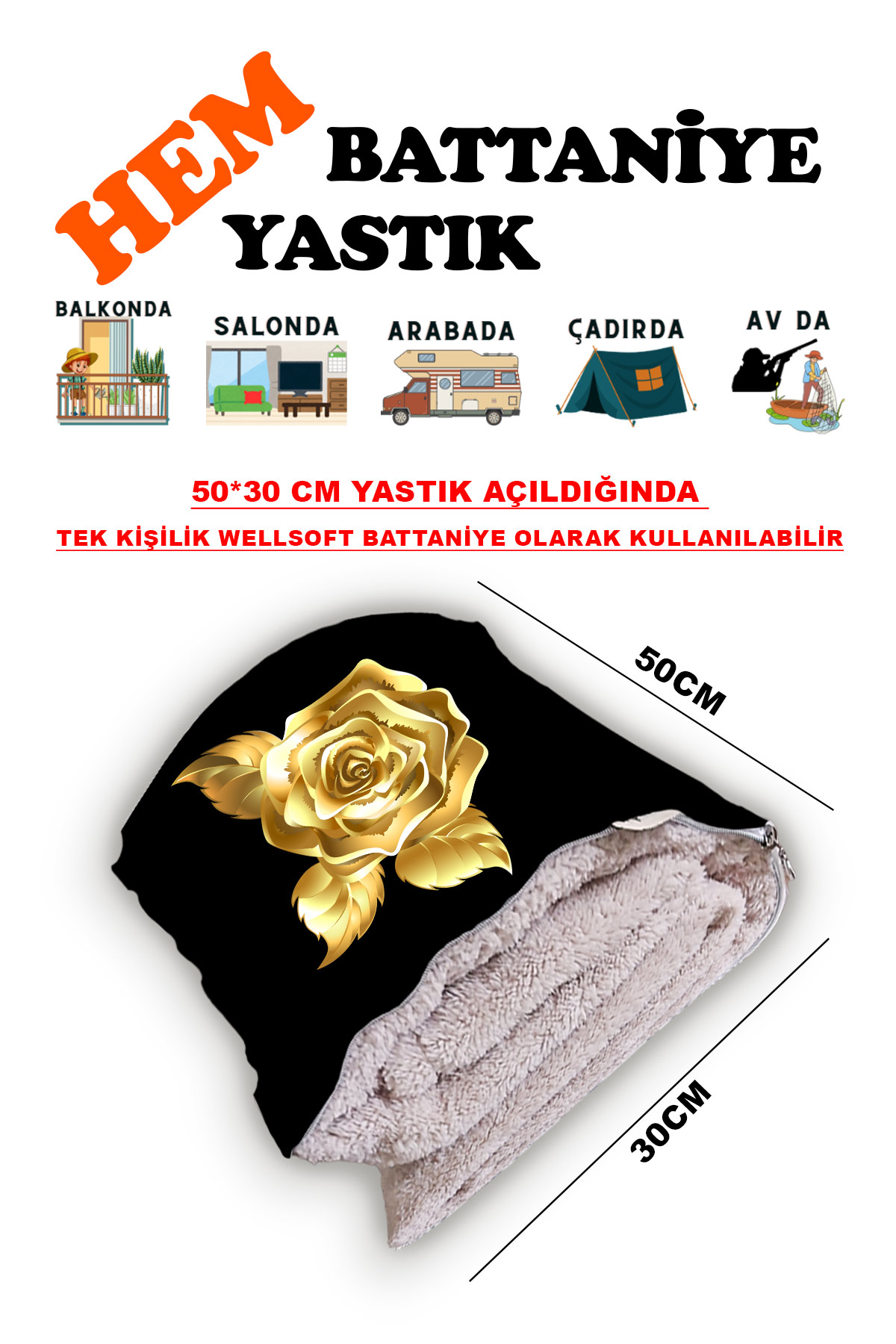 Altın%20Gül%20Desen%20Baskılı%20Tv%20Battaniyeli%20Opsiyonel%20Dekoratif%20Hediye%20Yastık%20Battaniye%202in1%20Gifts