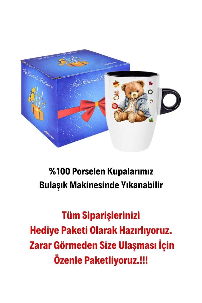 Yeni%20Yıl%20Oyuncak%20Ayı%20Teddy%20Bear%20Baskılı%20Kupa%20Bardak%20Porselen%20Latte%20Filtre%20Kahve%20Fincanı