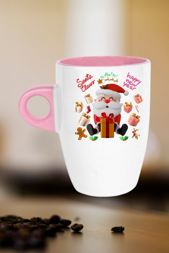 Noel%20Baba%20Happy%20Christmas%20Baskılı%20Kupa%20Bardak%20Porselen%20Latte%20Filtre%20Kahve%20Fincanı