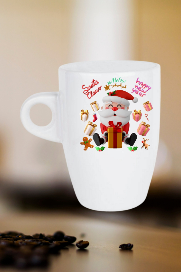 Noel%20Baba%20Happy%20Christmas%20Baskılı%20Kupa%20Bardak%20Porselen%20Latte%20Filtre%20Kahve%20Fincanı