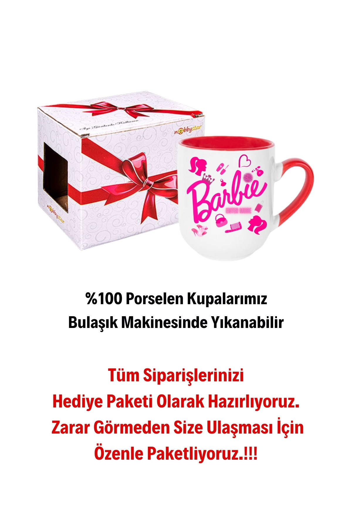 Enter%20Mode%20Barbie%20Baskılı%20İçi%20Kırmızı%20Lüx%20Kupa%20Bardak%20Porselen%20Çay%20Kahve%20Fincanı