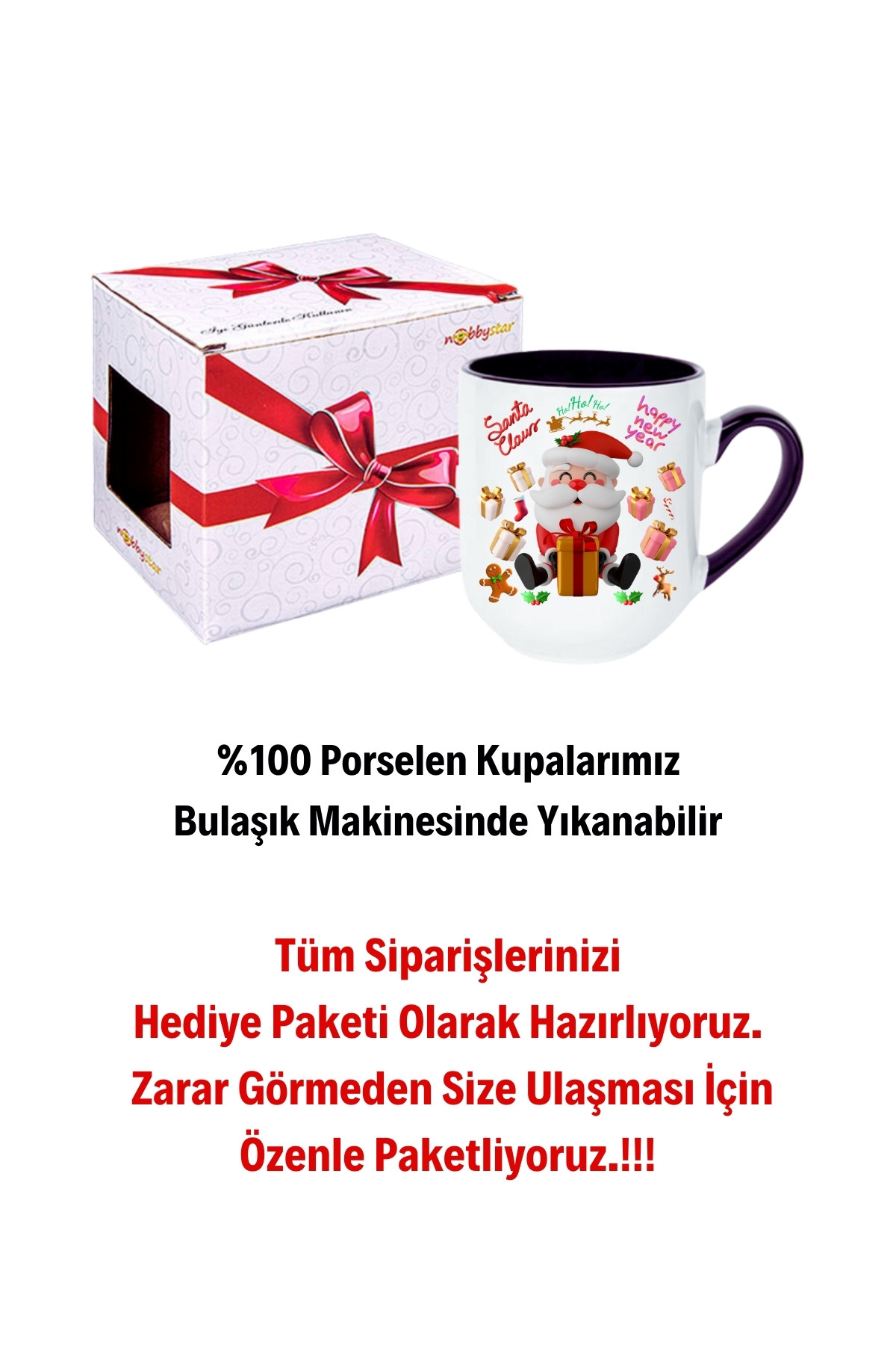 Noel%20Baba%20Happy%20Christmas%20Baskılı%20İçi%20Siyah%20Lüx%20Kupa%20Bardak%20Porselen%20Çay%20Kahve%20Fincanı