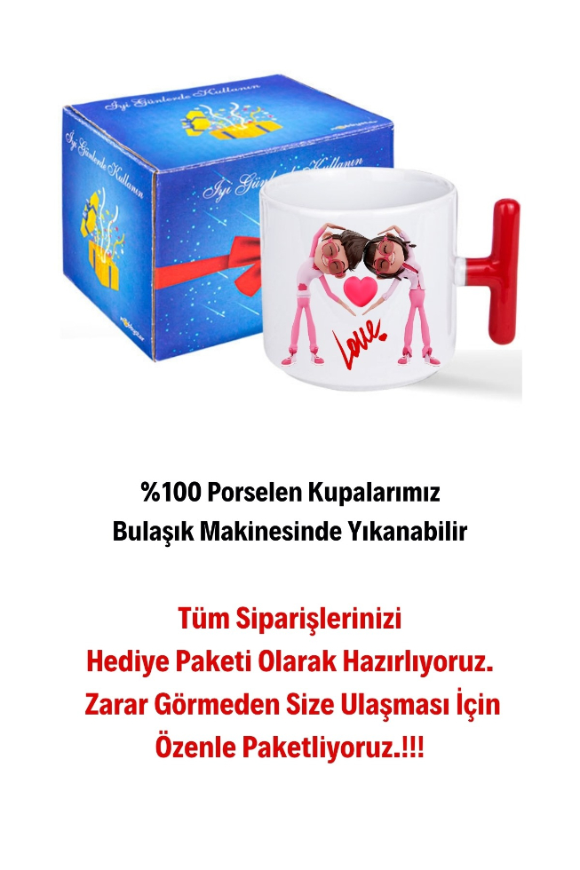 Mutlu%20Çiftler%20Love%20Baskılı%20Hediye%20Kırmızı%20T%20Saplı%20Kupa%20Bardak%20Porselen%20Çay%20Kahve%20Fincanı