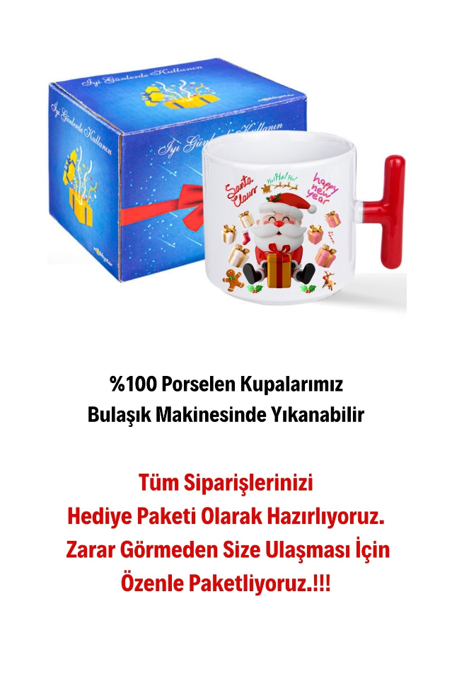 Noel%20Baba%20Happy%20Christmas%20Baskılı%20Kırmızı%20T%20Saplı%20Kupa%20Bardak%20Porselen%20Çay%20Kahve%20Fincanı