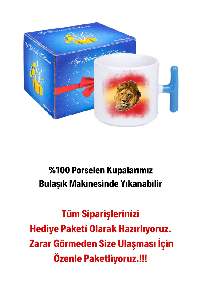 Taraftar%20Sarı%20Kırmızı%20Arslan%20Baskılı%20T%20Saplı%20Kupa%20Bardak%20Porselen%20Çay%20Kahve%20Fincanı