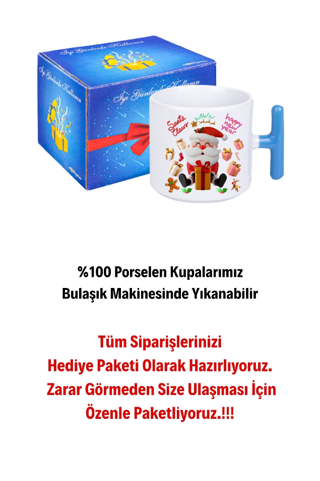 Noel%20Baba%20Happy%20Christmas%20Baskılı%20T%20Saplı%20Kupa%20Bardak%20Porselen%20Çay%20Kahve%20Fincanı