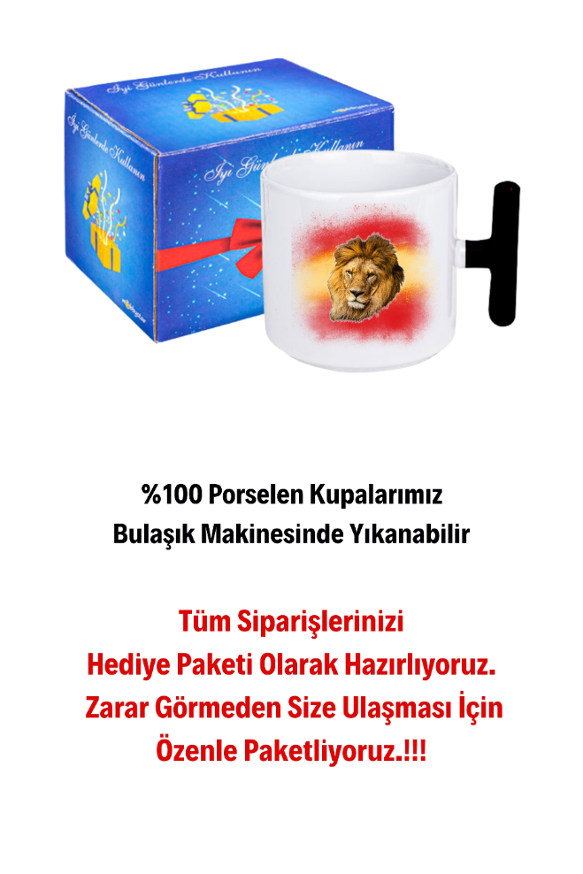 Taraftar%20Sarı%20Kırmızı%20Arslan%20Baskılı%20T%20Saplı%20Kupa%20Bardak%20Porselen%20Çay%20Kahve%20Fincanı