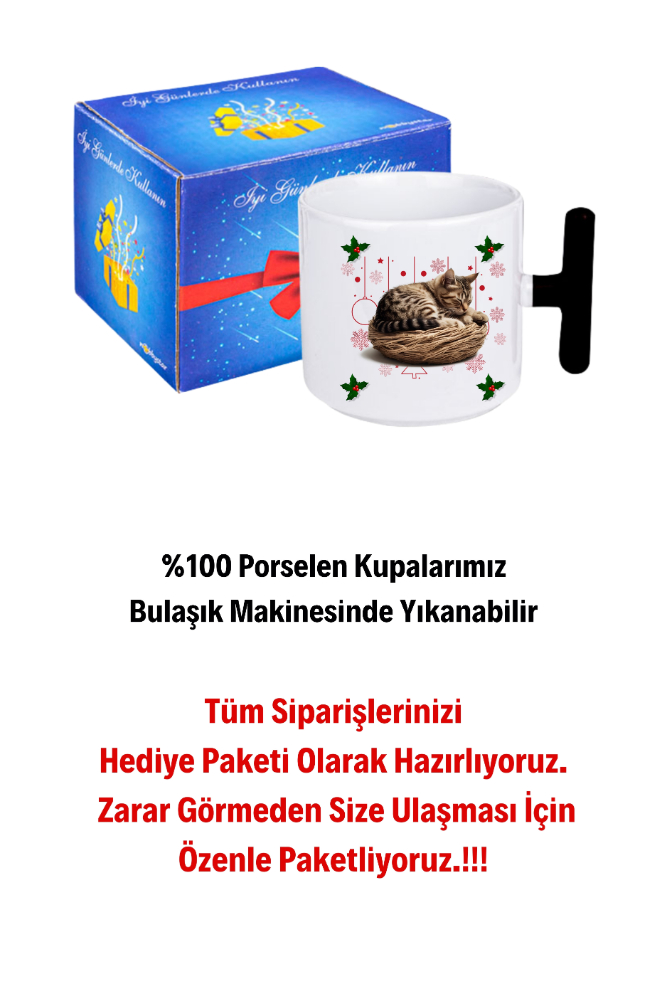 Yeni%20Yıl%20Uykucu%20Kedi%20Baskılı%20T%20Saplı%20Kupa%20Bardak%20Porselen%20Çay%20Kahve%20Fincanı