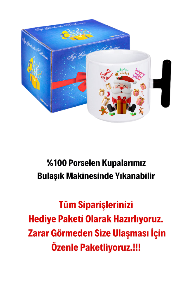 Noel%20Baba%20Happy%20Christmas%20Baskılı%20T%20Saplı%20Kupa%20Bardak%20Porselen%20Çay%20Kahve%20Fincanı