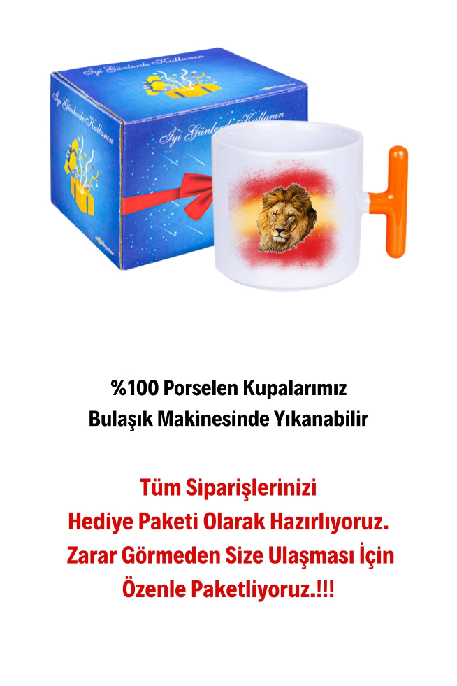 Taraftar%20Sarı%20Kırmızı%20Arslan%20Baskılı%20T%20Saplı%20Kupa%20Bardak%20Porselen%20Çay%20Kahve%20Fincanı