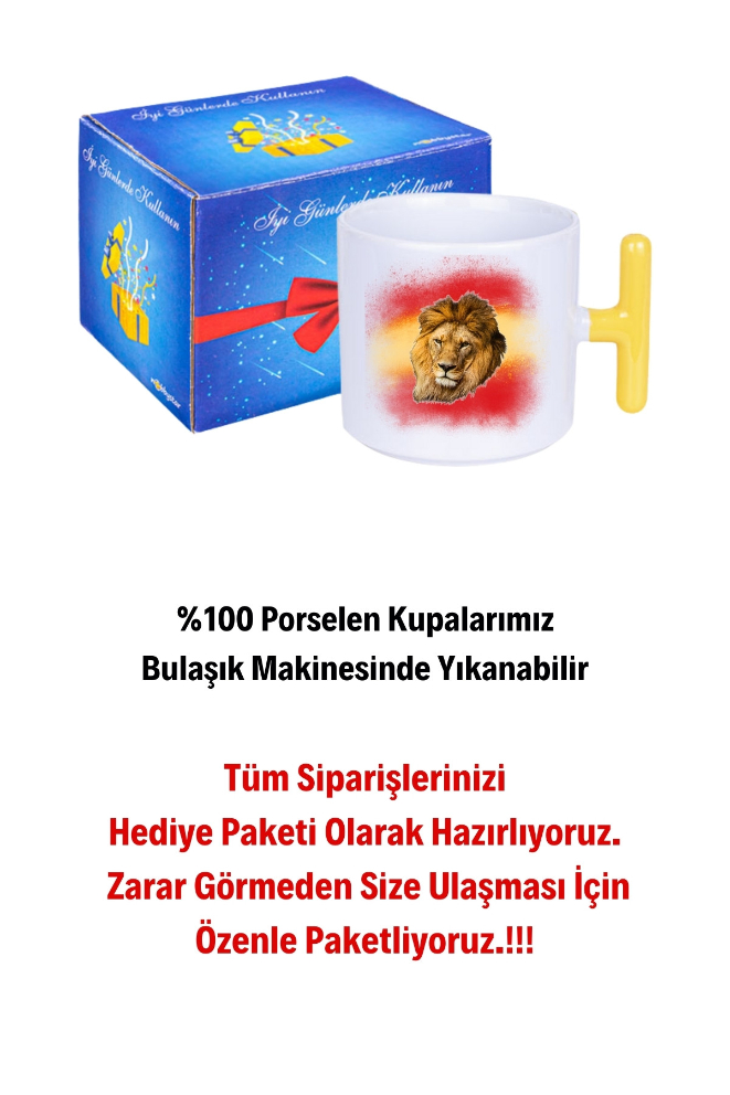 Taraftar%20Sarı%20Kırmızı%20Arslan%20Baskılı%20T%20Saplı%20Kupa%20Bardak%20Porselen%20Çay%20Kahve%20Fincanı