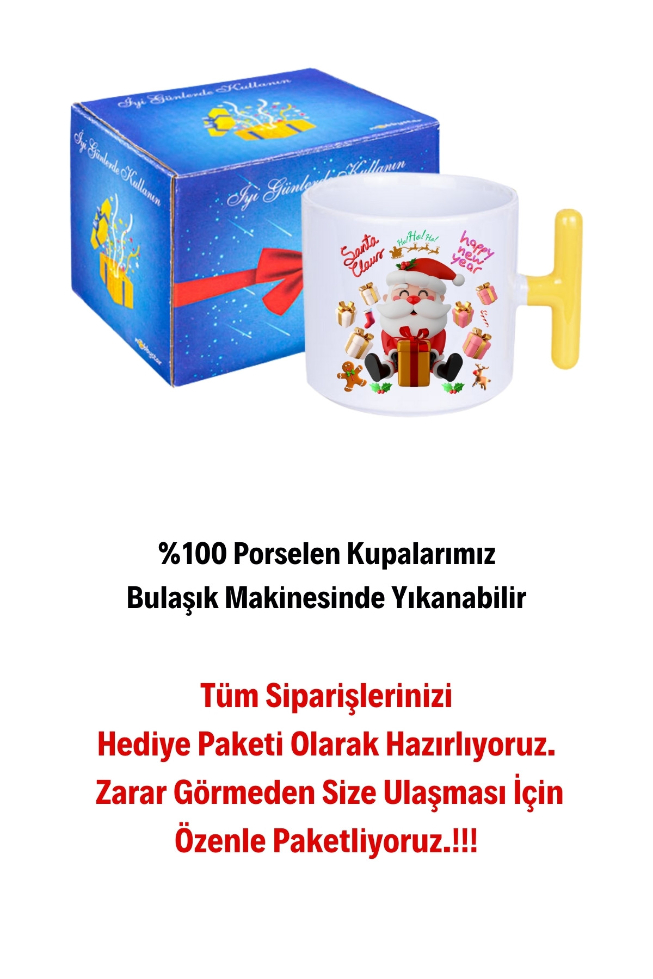 Noel%20Baba%20Happy%20Christmas%20Baskılı%20T%20Saplı%20Kupa%20Bardak%20Porselen%20Çay%20Kahve%20Fincanı