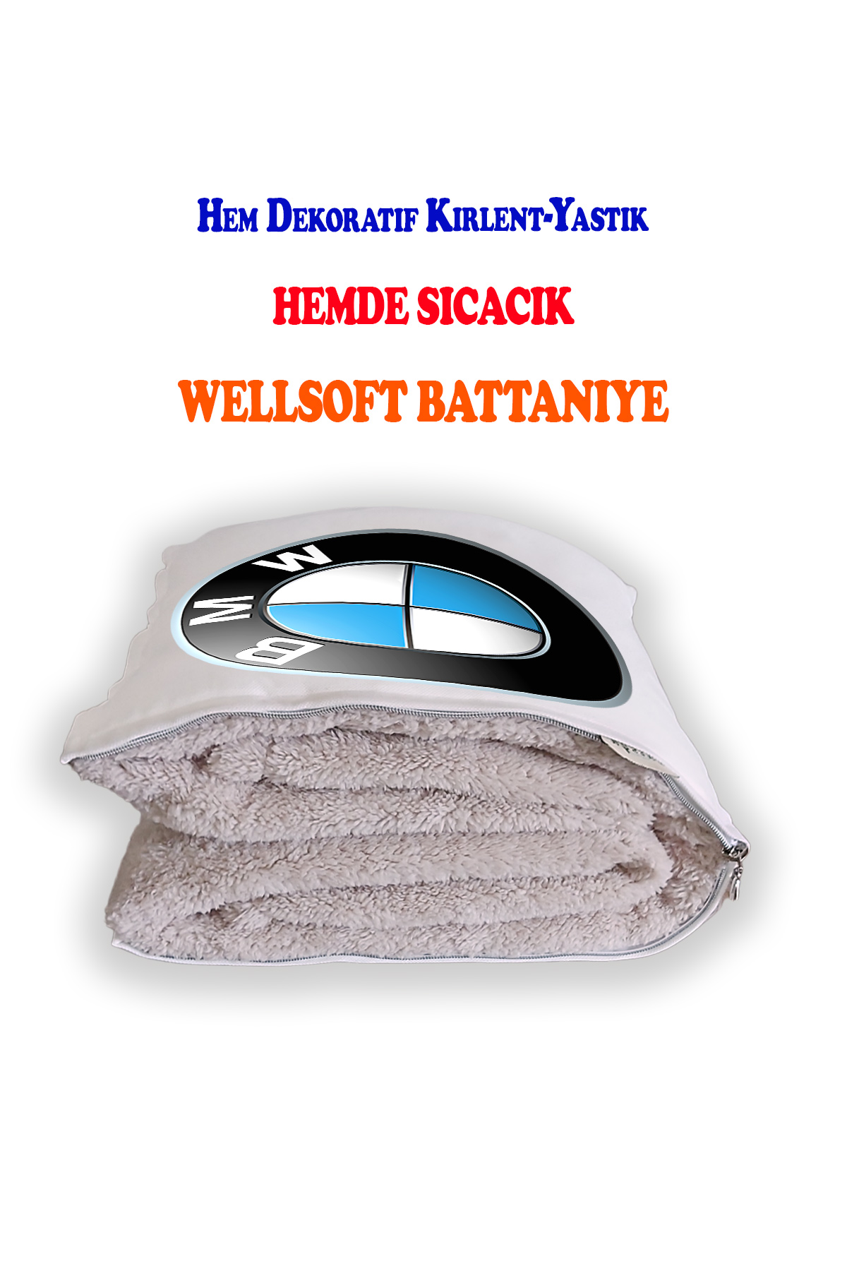 BMW%20Desen%20Baskılı%20Opsiyonel%20Battaniyeli%20Yastık%20Dekoratif%20Kırlent