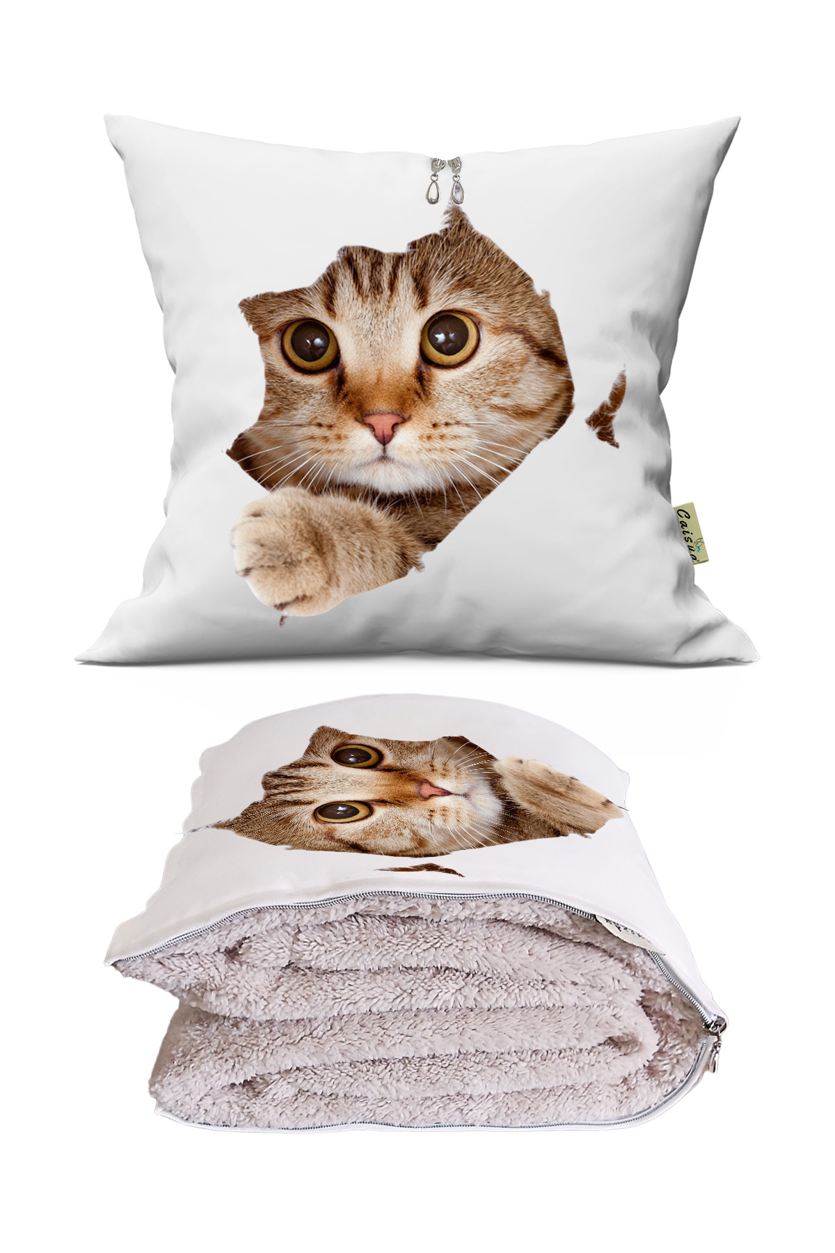 Sevimli%20Kedi%20Desenli%20Opsiyonel%20Battaniyeli%20Yastık%2038x38cm