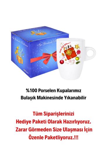 Baskılı Porselen Beyaz Latte Kupa Bardak Çay Kahve Fincanı