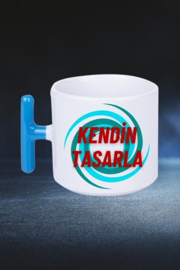 Kırmızı Saplı Kişiye Özel Baskılı Porselen Kupa Bardak Çay Kahve Fincanı