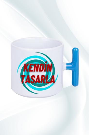 Kırmızı Saplı Kişiye Özel Baskılı Porselen Kupa Bardak Çay Kahve Fincanı