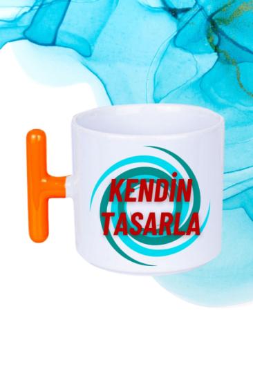 Turuncu Saplı Kişiye Özel Baskılı Porselen Kupa Bardak Çay Kahve Fincanı