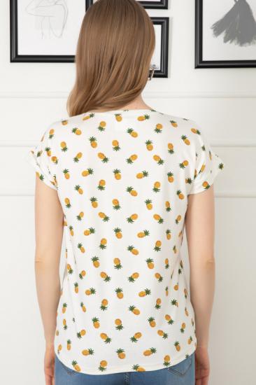 Ananas Desenli V Yaka T-shirt